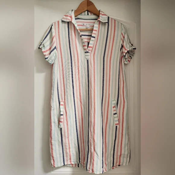 SOUTHERN TIDE KAMRYN STRIPED SHIRT DRESS CLASSIC WHITE - Picture 5 of 9